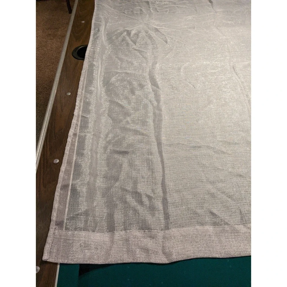 7 Panels - Silver Metallic Coarse Sheer Curtain 62